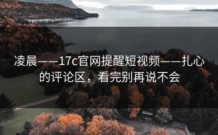 凌晨——17c官网提醒短视频——扎心的评论区，看完别再说不会