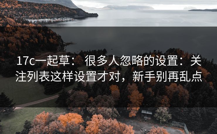17c一起草： 很多人忽略的设置：关注列表这样设置才对，新手别再乱点