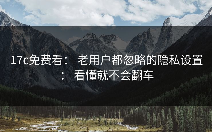 17c免费看： 老用户都忽略的隐私设置： 看懂就不会翻车